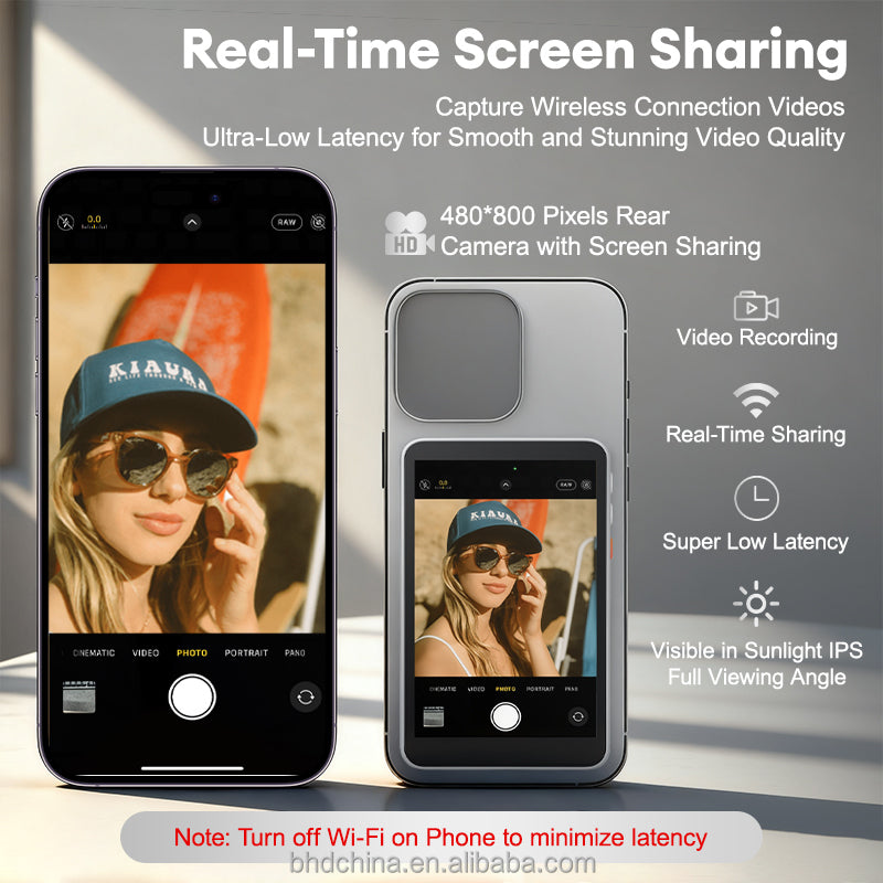 Magnetic Wireless Selfie Screen for Smart Phone HD Expansion Monitor Display Rear Camera Vlog Live Video Recording