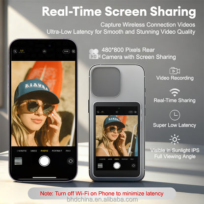 Magnetic Wireless Selfie Screen for Smart Phone HD Expansion Monitor Display Rear Camera Vlog Live Video Recording
