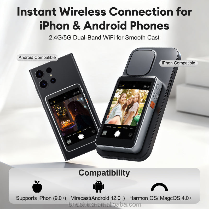 Magnetic Wireless Selfie Screen for Smart Phone HD Expansion Monitor Display Rear Camera Vlog Live Video Recording