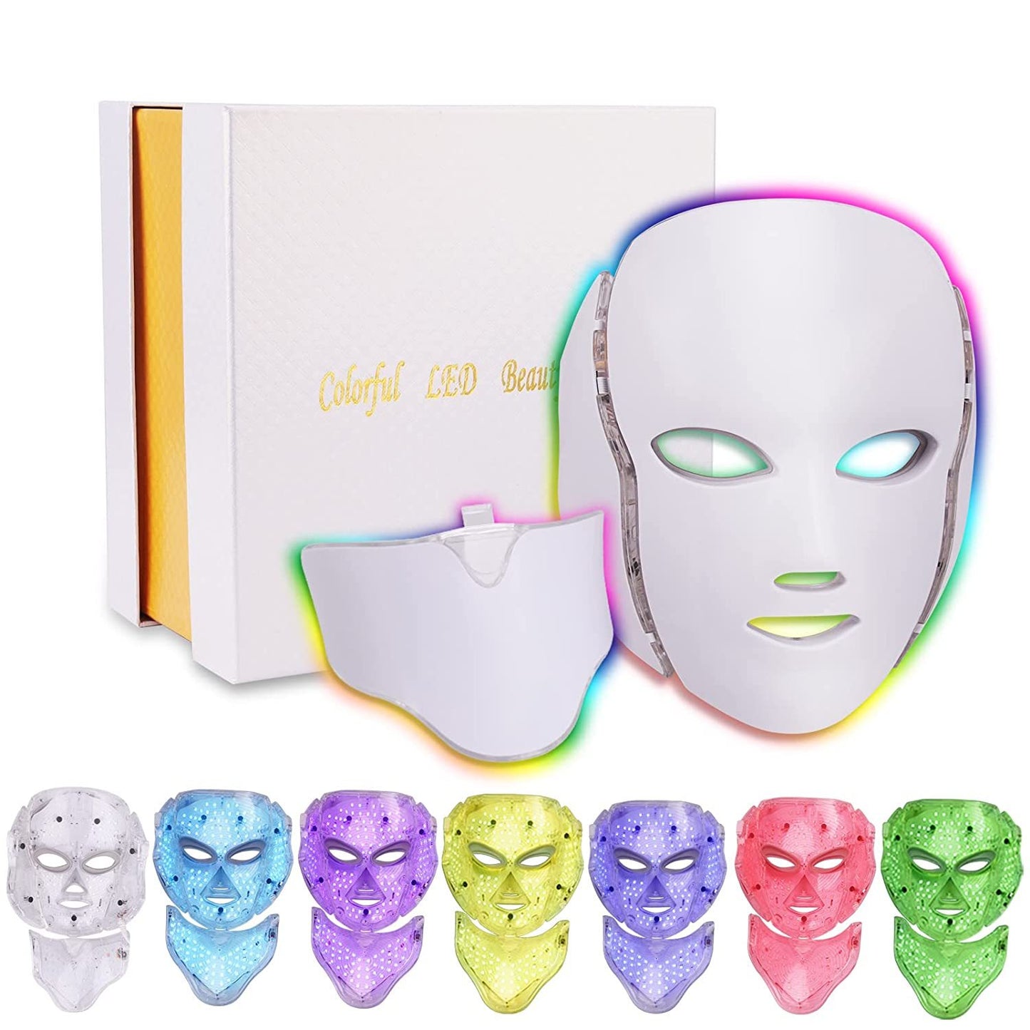 LED Face Mask Light Therapy 7 Color Skin Rejuvenation Therapy LED Photon Mask Light Facial Anti Aging Skin Tightening Wrinkles